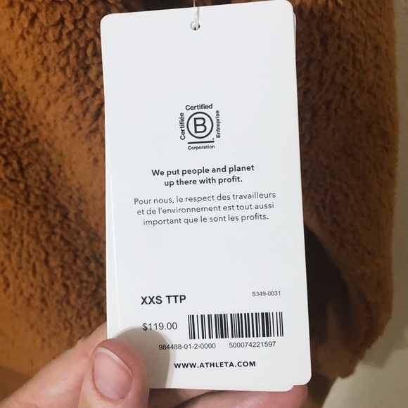 NWT Athleta Tugga Sherpa Hoodie in Cattail Brown - Size XXS - Picture 6 of 9